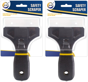 Did Glasschraper/verfkrabber - 2x - kunststof - zwart - soft grip - 11 cm