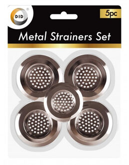 Did Gootsteen zeefjes - 5x - zilver - RVS - 7 cm - afvoerzeef keuken/douche