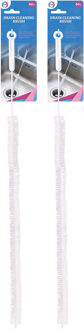 Did Gootsteenborstel - 2x - flexibel - 60 cm - kunststof/metaal - wit - schoonmaakborstel