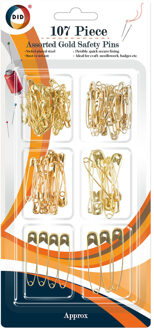 Did Goudkleurige veiligheidsspelden - in 6 verschillende maten - 107x stuks