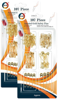 Did Goudkleurige veiligheidsspelden - in 6 verschillende maten - 214x stuks