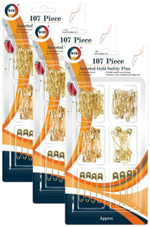 Did Goudkleurige veiligheidsspelden - in 6 verschillende maten - 321x stuks