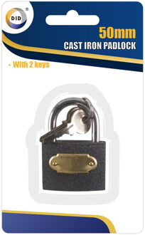 Did Hangslot met 2 sleutels - gietijzer - zwart - 5 cm