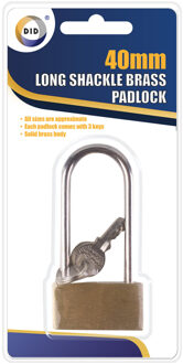 Did Hangslot met hoge beugel - 4x8 cm - messing