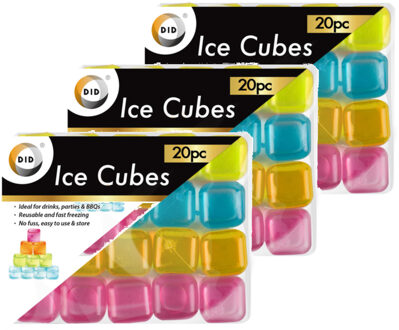 Did Herbruikbare IJsklontjes - 60x stuks - gekleurd - ijsklontjes
