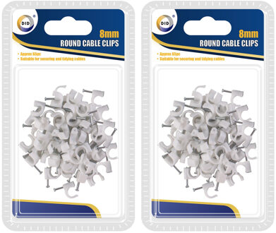 Did Kabelclips/kabelklemmen - 195x - wit - met spijker - 8 mm