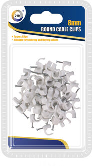 Did Kabelclips/kabelklemmen - 65x - wit - met spijker - 8 mm