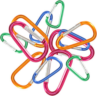 Did Karabijnhaak aluminium - set van 12x stuks - beveiligingshaak - veersluiting