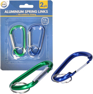 Did Karabijnhaak aluminium - set van 4x stuks - 7.5 cm - beveiligingshaak - veersluiting