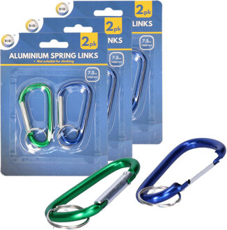 Did Karabijnhaak aluminium - set van 8x stuks - 7.5 cm - beveiligingshaak - veersluiting