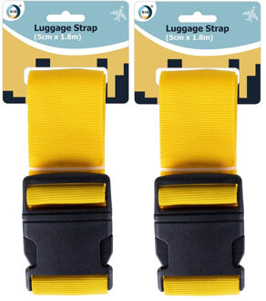 Did Kofferriem/bagageriem - 2x - verstelbaar - 180 x 5 cm - geel - koffer beveiliging - kofferband