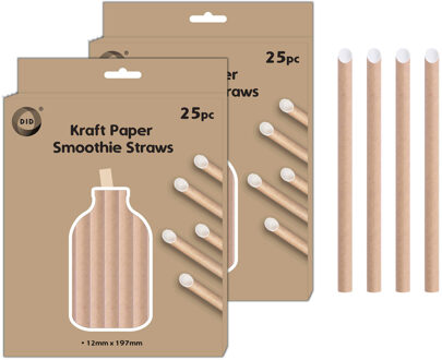 Did Kraftpapier smoothie rietjes - 50x stuks - naturel - 20cm x 1.2cm - drinksmoothie rietjes - boba rie