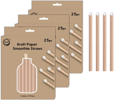 Did Kraftpapier smoothie rietjes - 75x stuks - naturel - 20cm x 1.2cm - drinksmoothie rietjes - boba rie