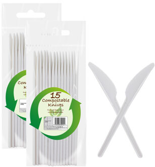 Did kunststof messen bestek - biologisch afbreekbaar - 45x stuks - bbq en verjaardag