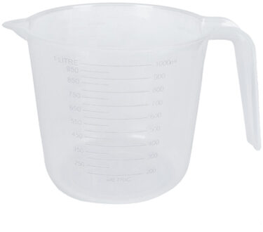Did Maatbeker - kunststof - transparant - 1000 ml - met maataanduiding - mengbeker