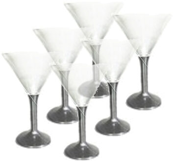 Did Martini/Cocktailglazen - 6x stuks - transparant/zwart - kunststof - 165 ml