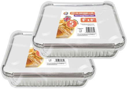 Did Meal prep - voedsel bewaar bakjes - Aluminium - 10x - 23 x 23 x 5 cm - met deksels