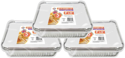 Did Meal prep - voedsel bewaar bakjes - Aluminium - 15x - 23 x 23 x 5 cm - met deksels
