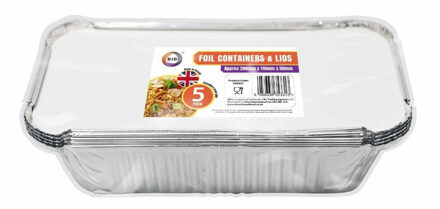 Did Meal prep - voedsel bewaar bakjes - Aluminium - 5x - 20 x 11 x 5 cm - met deksels