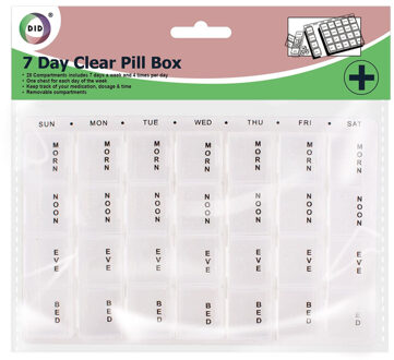 Did Medicijnen doos/pillendoos - 28-vaks - wit - 17 cm - Pillendoosjes