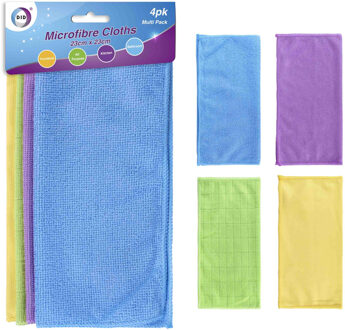 Did Microvezel doekjes - 4x stuks - kleuren mix - schoonmaak doekjes - 23 x 23 cm