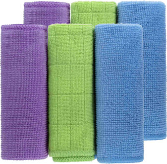 Did Microvezel doekjes - 6x stuks - kleuren mix - schoonmaak doekjes - 25 x 25 cm
