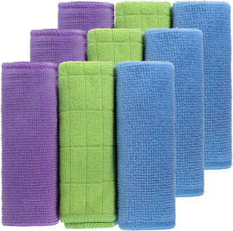 Did Microvezel doekjes - 9x stuks - kleuren mix - schoonmaak doekjes - 25 x 25 cm