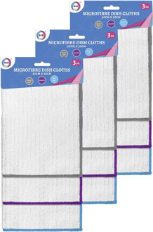 Did Microvezel doekjes - 9x stuks - wit - schoonmaak doekjes - 30 x 30 cm - dweiltjes