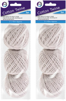 Did Pakket van 6x bolletjes huishoud/hobby/handig touw van 45 meter per rol - Touwen Beige