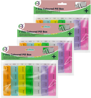 Did Pillendoosje - 5x stuks - 28-vaks - medicijnendoos - gekleurde vakjes - 17 x 11 cm