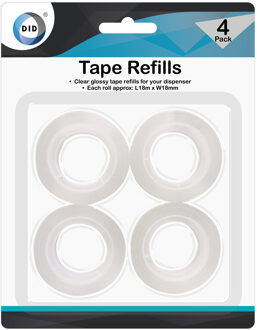 Did Plakband - 4x rolletjes - voor plakbanddispenser - 18 meter Transparant