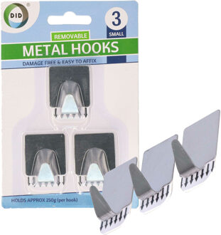 Did Plakhaakje - 3x - 3-pack - vierkant - zilver - tot 250g - plakhaakjes - handdoekhaakje