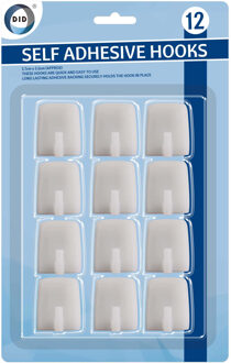 Did Plakhaakjes - 12x - vierkant - wit - kunststof - 2.7 x 3.5 cm