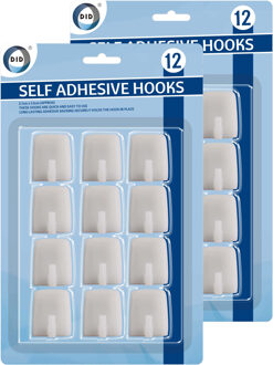 Did Plakhaakjes - 24x - vierkant - wit - kunststof - 2.7 x 3.5 cm