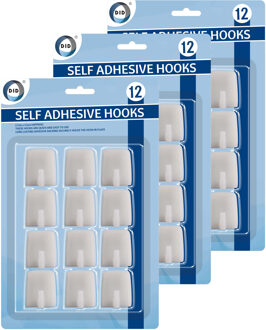 Did Plakhaakjes - 36x - vierkant - wit - kunststof - 2.7 x 3.5 cm