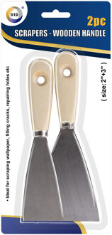 Did Plamuurmessen - 2x stuks - houten handvat - 5 en 7,5 cm
