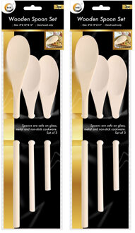 Did Pollepels set - 6x stuks - hout - 20 cm - 25 cm - 29 cm