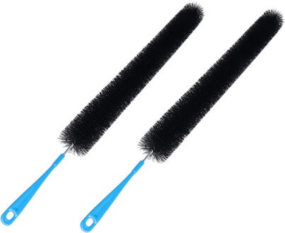 Did Radiatorborstel - 2x - flexibel - 78 cm - kunststof/metaal - zwart/blauw - schoonmaakborstel