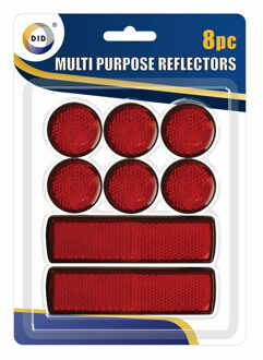 Did Reflectoren - 8x - rood - kunststof - zelfklevend fietsreflector