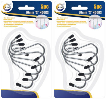 Did S haken - 20x stuks - metaal - 7 cm - zwart - ophanghaken