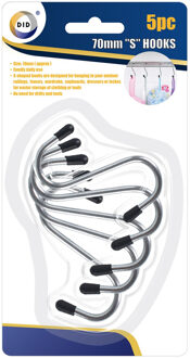 Did S haken - 5x stuks - metaal - 7 cm - zwart - ophanghaken
