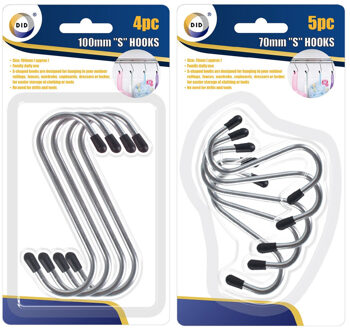 Did S-haken set met zwarte beschermlaag 22x stuks in 7 en 10 cm