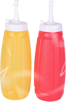 Did Sausflessen - 2x - rood/geel - doseerfles - sausfles -?18 cm