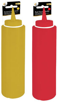 Did Sausflessen - 2x - rood/geel - doseerfles - sausfles -?21 cm