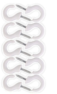 Did Schroefhaken - 30x stuks - wit - ophanghaken - 4 x 2,5 cm