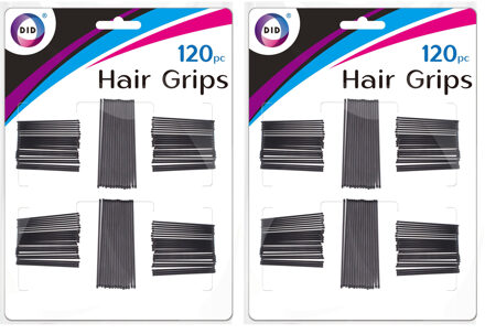 Did Schuifspeldjes - 240x - 4,3 en 6,2 cm - zwart - haarspeldjes