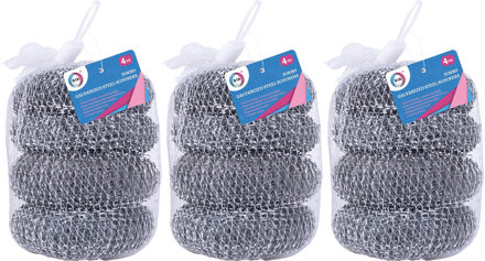 Did Schuursponsjes - RVS - 12x - staalspons - sponzen - 6 cm