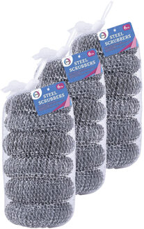 Did Schuursponsjes - RVS - 18x - staalspons - sponzen - 6 cm