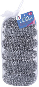 Did Schuursponsjes - RVS - 6x - staalspons - sponzen - 6 cm