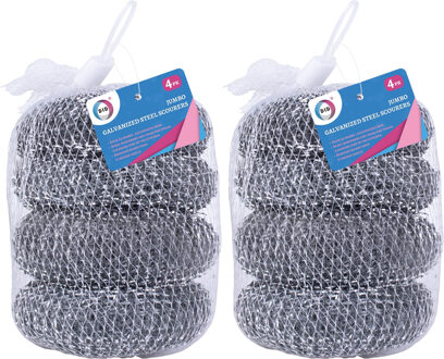 Did Schuursponsjes - RVS - 8x - staalspons - sponzen - 6 cm